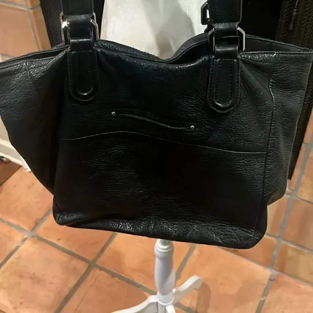B. Makowsky black pebbled leather tote!